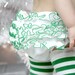 White and Green Ruffle Diaper Cover Ruffle Bloomer Panty Pants