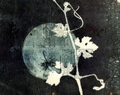 detail ooak Monotypes: pair of Botanical Silhouettes on Vintage Dictionary Sheets - 88editions