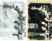 Botanical Silhouettes on Vintage Dictionary Sheets and Rice paper