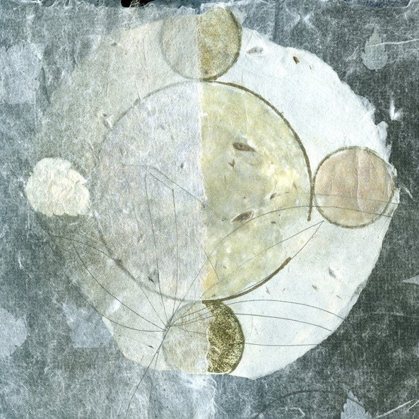 Night Voyage Guided by the Moon, ooak print on handmade paper