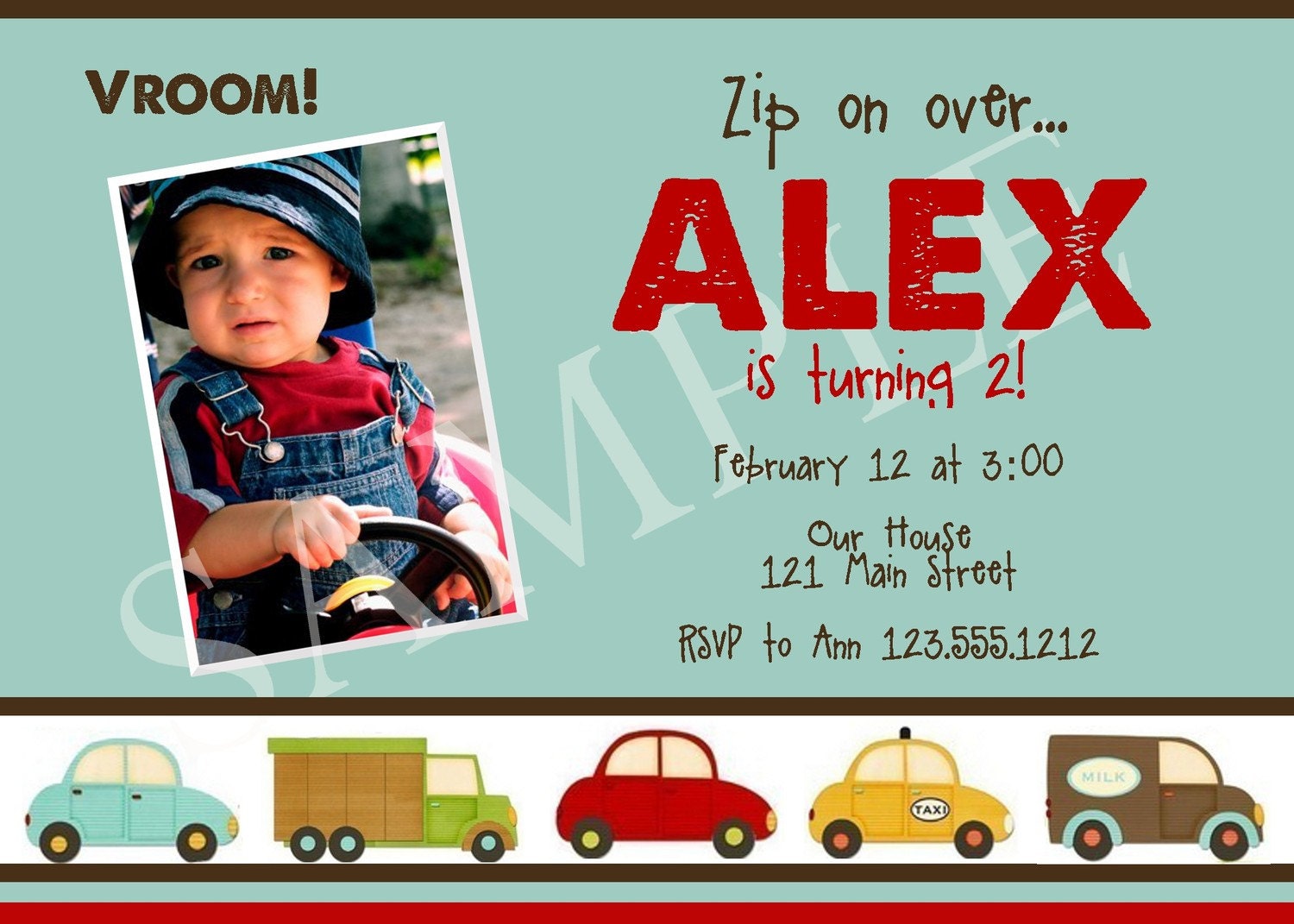 Vroom Vroom Custom Printable Photo Invitation