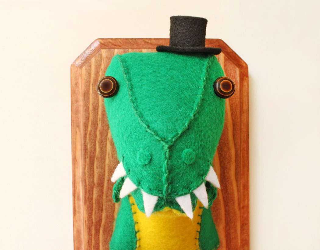 Rex The Dapper Dinosaur - Plush Faux Taxidermy Trophy - Ready To Ship