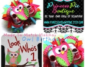 Owl Birthday Shirt Layered Stacked Marabou Bow