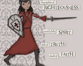 Dark Skinned Warrior Girl - Ephesians 6 - Full Armor of God