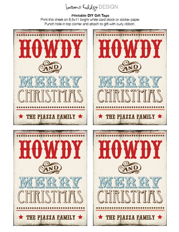 DIY, Cowboy Christmas Gift Tags BLANK FILE Il_570xn