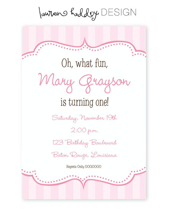 DIY, Pretty and Pink Birthday Invitation Il_570xn