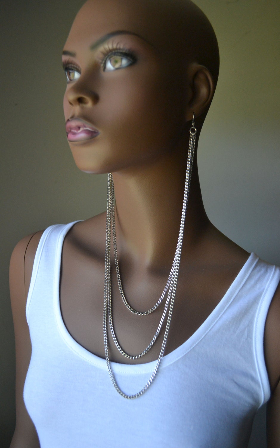 Silver Layered Earlace Earring Necklace