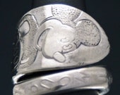Vintage Spoon Ring Mickey Mouse 1940 Novelty Spoon Ring  size 8, Silverware Jewelry