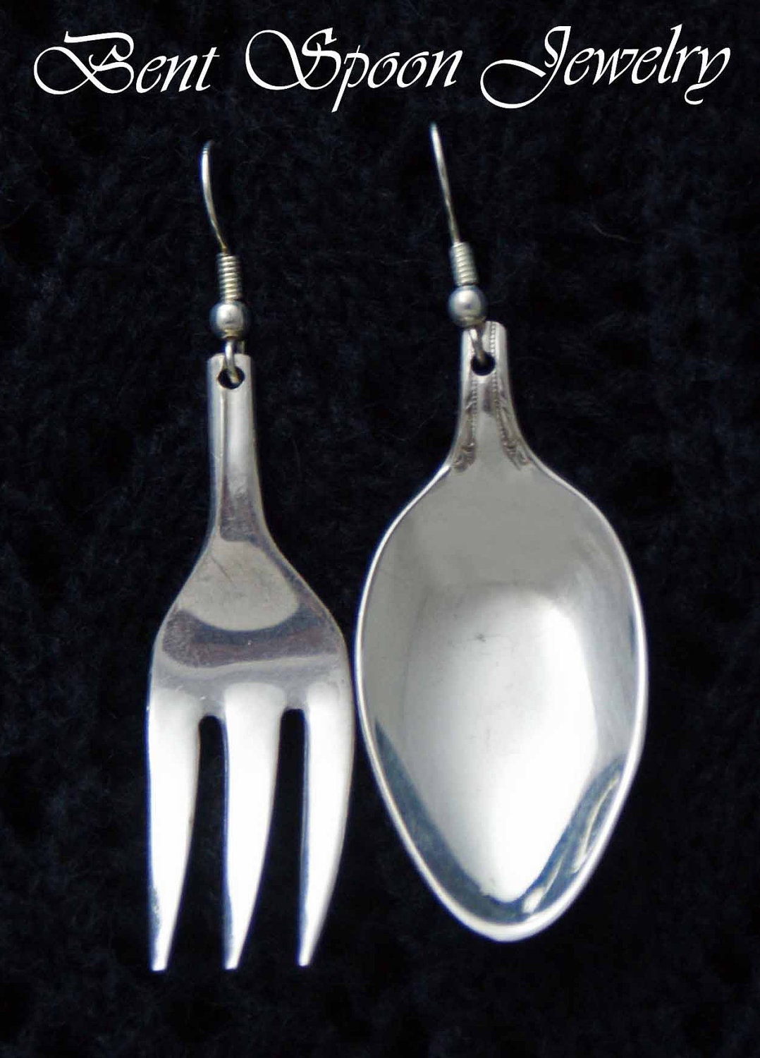 Spoon Jewelry, Vintage  Spoon and Fork Earrings ..Silverware Jewelry