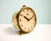 Vintage 50s Mauthe alarm clock manual wind up Cream