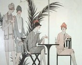 1920s Art Deco Fashion Illustration Paris Spring Frocks Dresses Vintage 1927 Two Pages Four Illustrations