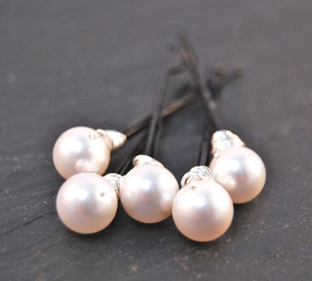 Bridal Bobby Pins Swarovksi Pearl Wedding Hair Accessory Fashion LoveandCherish