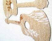 acoustic duo magnets - guitar or ukulele - natural vintage wallpaper