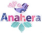 Custom name decals - 7 letters with character - reuseable, removable personalized fabric wall stickers, custom colors