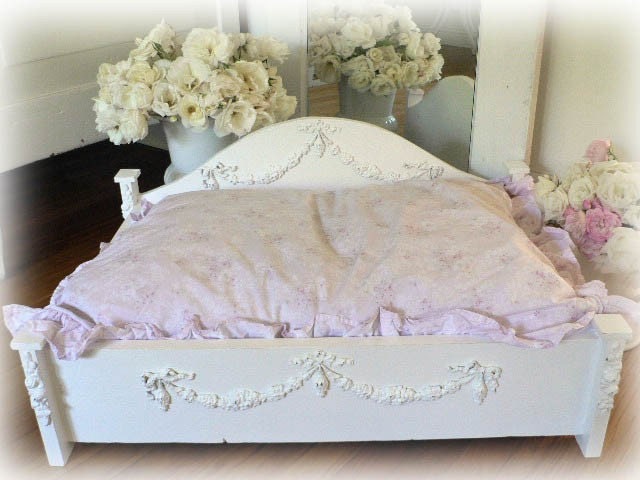 Shabby wooden Pet Bed Handcrafted Chic For Small Dog Or Cat