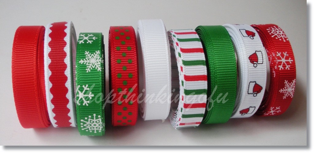 Traditional Holiday-Me-Colors -- 3/8 inch Grosgrain Ribbon Lot/Collection (18 yards)