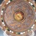 Large Platter With Grape Leaves In Center And Swirl Design And Colored Squares On Inside Rim