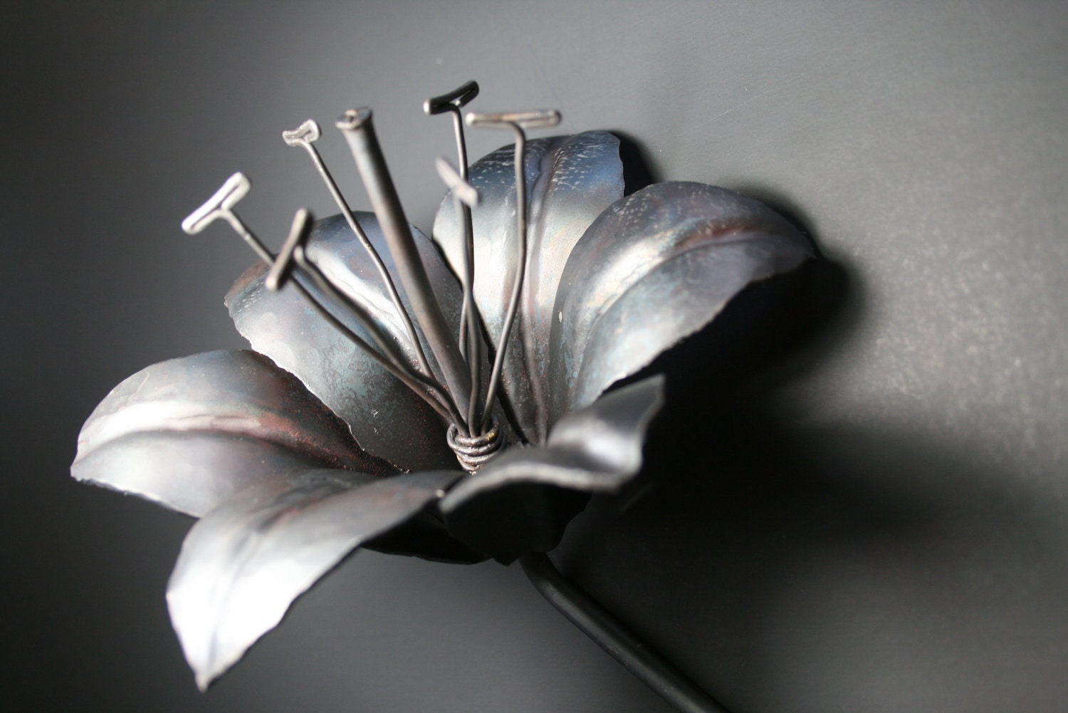 6th Wedding Anniversary Gift Forged Iron TIGER LILY Handmade Metal Steel Flower