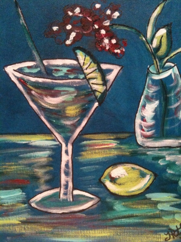 Funky Martini Acrylic Painting