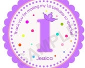 Fancy Polka Dot Number Birthday Stickers - Boy or Girl - Personalized Stickers, Custom, Labels, Gift Tags, Envelope Seals, Party Favor, Birthday, Thank You, Polka Dot, Set of 20 (2") or 12 (2.5")
