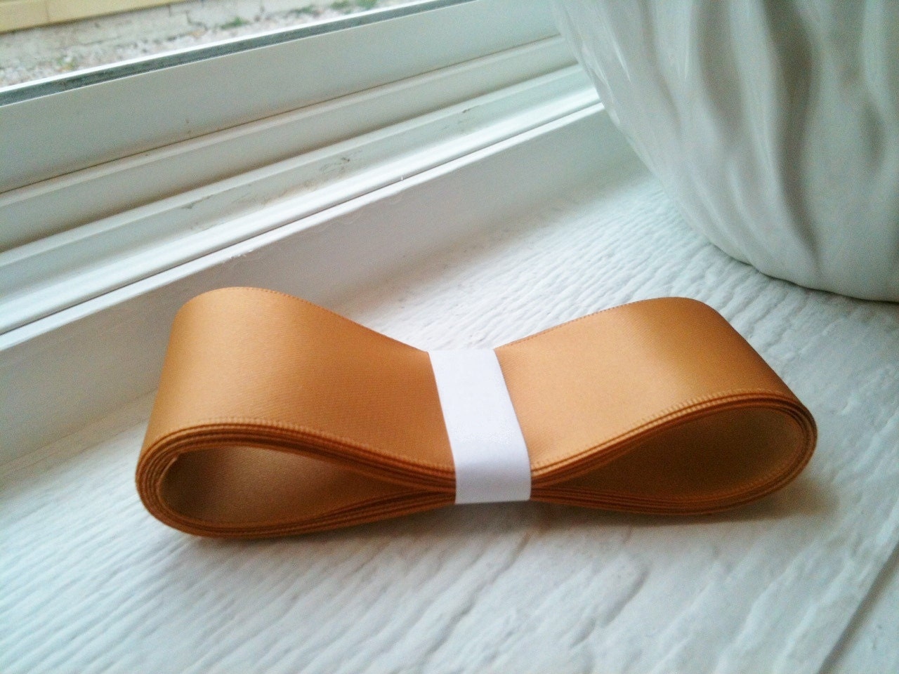 5 yards of Coffee Double Faced Satin Ribbon 1.5 inch