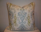 20 x 20 Robert Allen Khanjali Ikat Glacier Designer Pillow Cover (18x18 and 13x19 also available)