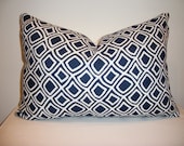 13 x 19 Navy and White Geometric Pillow Cover