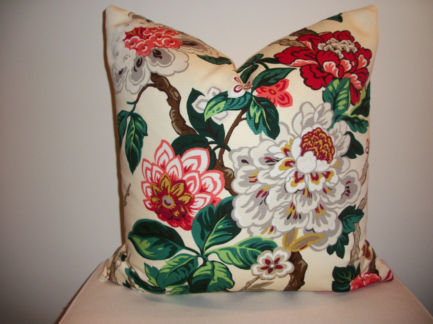 18x18 Multicolor Floral Vine Print Designer Pillow Cover - Decorative Throw Pillow (20x20 and 13x19 also available)