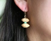 turquoise and teak: stacked stone earrlings
