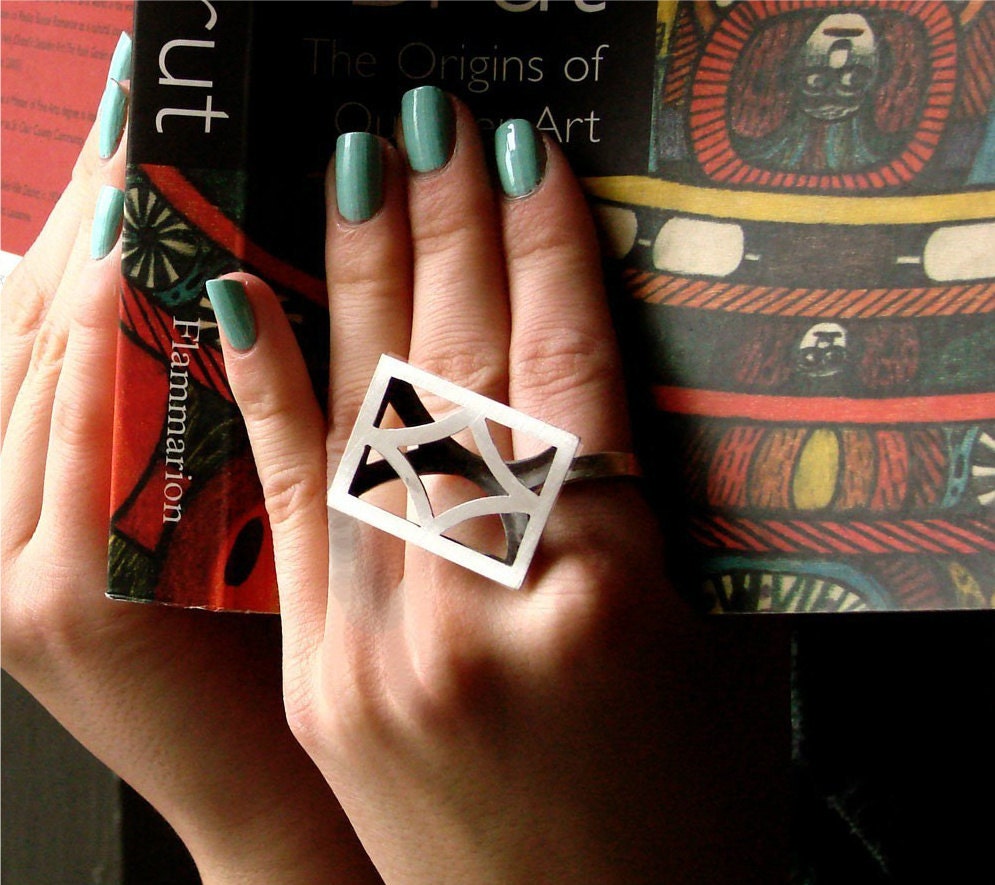 sterling silver ring geometric glamour
