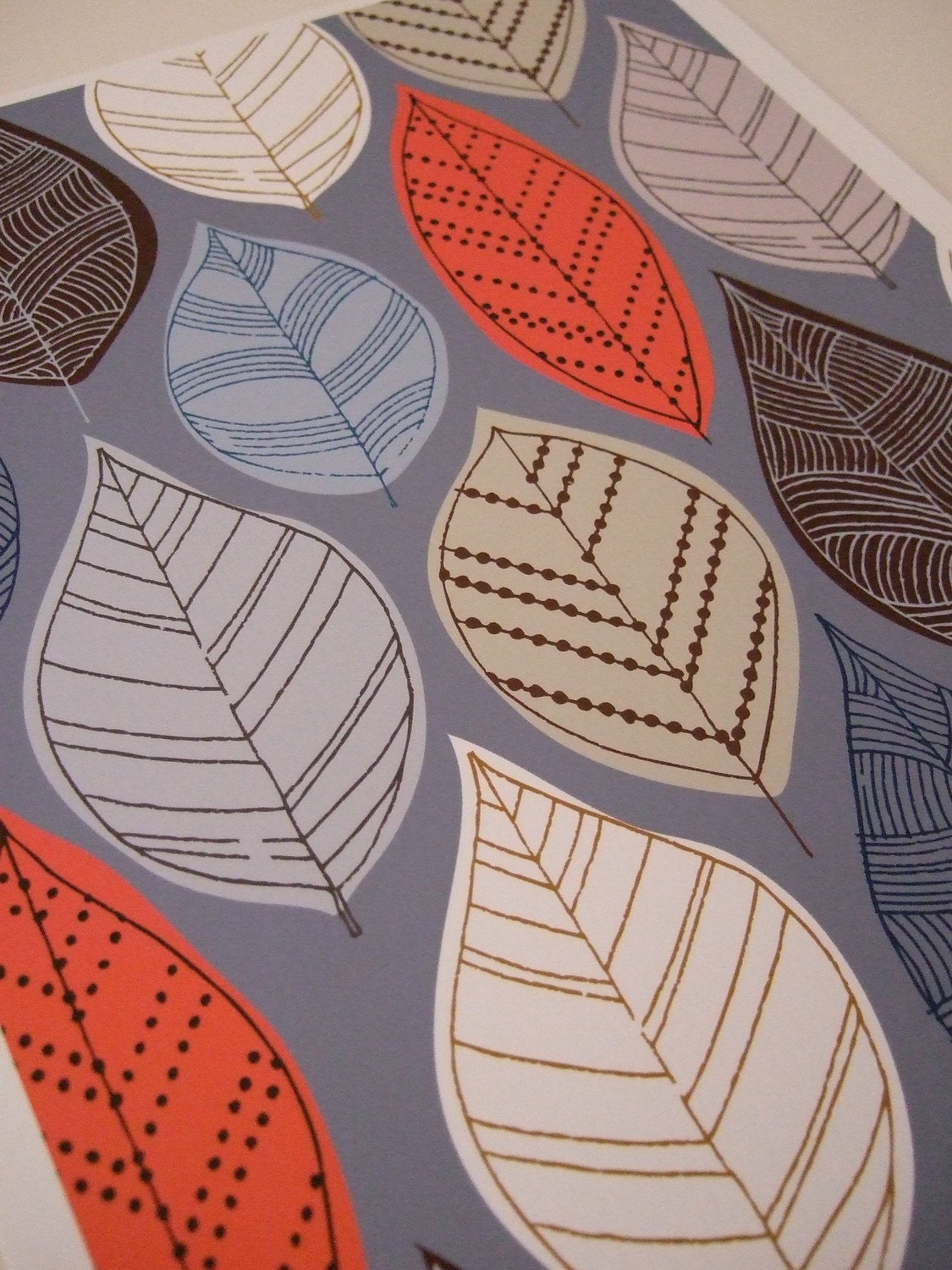 Autumn Leaves Grey, limited edition giclee print