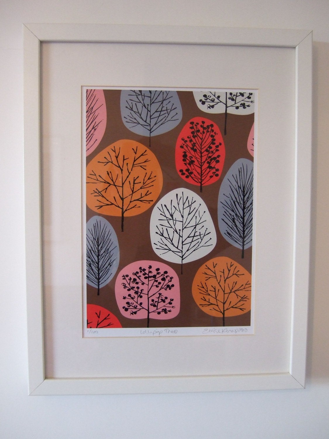 Lollipop Trees Red, limited edition giclee print