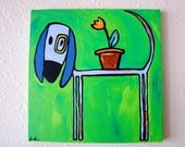 Original Painting - "Tulip Dog"