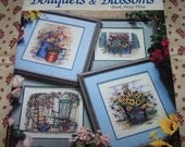 Paula Vaughan, Cross Stitch Pattern Book, Bouquets and Blossoms, Leisure Arts Book Sixty-three, 1997, 55 Page Book, Flowers
