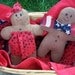 SUMMER SALE Patriotic Primitive Gingerbread, Quilt Table Runner, Candle Mat, Table Mat, SET Americana Prim Decor Unique Ornies Tucks