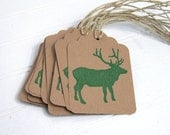 Rustic Gift Tags, Woodland Elk, Green and Brown Gift Labels