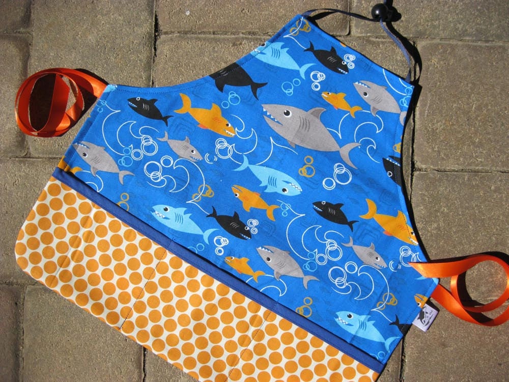 Childs Shark Apron, personalized options available for additional charge