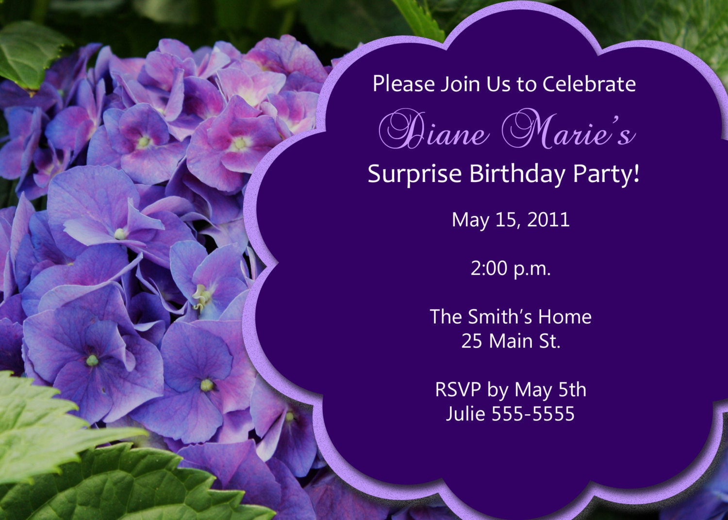 Birthday Invitation or Bridal Shower Invitation with Hydrangea Il_170x135