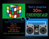80's Theme 30th Birthday Party Invitation with Rubix Cube & Boom Box Il_170x135