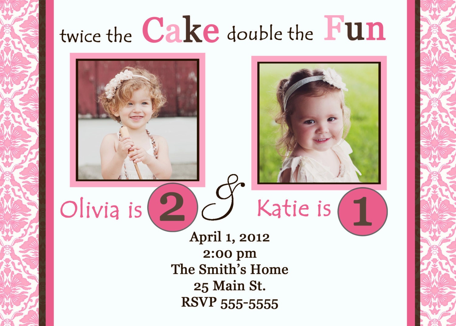 Joint Party Girls Birthday Invitation