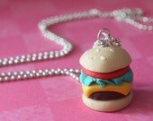Angus Beef Cheeseburger Necklace -  Handmade with polymer clay -