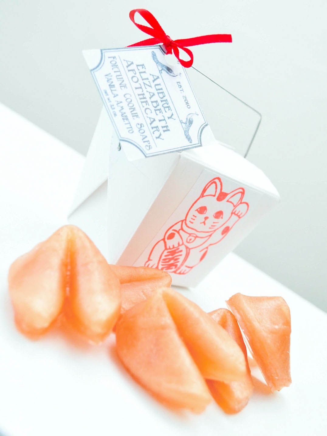 Fortune Cookies Soap in take out box - food soap - lucky soap - scented Vanilla Amaretto