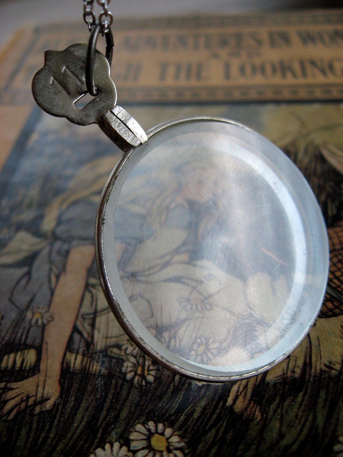 Antique Glass Optical Lens Necklace