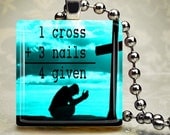 Forgiven Christian Necklace on Glass tile - Includes chain and 4x6 print of this design