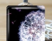 Dandelion Glass tile pendant - Includes 925 plated over bronze chain  - Buy any 3 and Get 1 more - Dandelion jewelry for mothers
