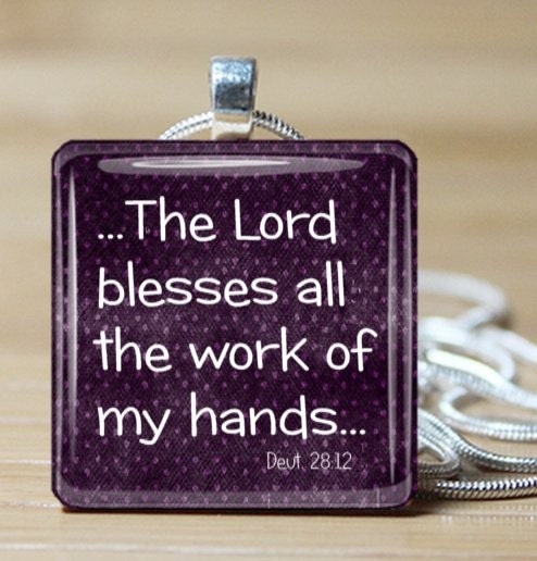 Items similar to Bless the Work of your Hands Bible Verse Necklace on ...