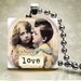Vintage Love glass tile pendant -  Includes 925 plated over bronze Chain - Buy any 3 and get 1 free