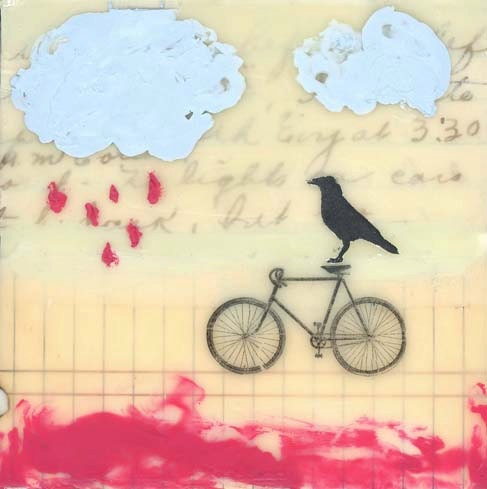 Original Encaustic Painting, Encaustic Art, - "Rain Day" By Angela Petsis