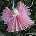 Angel Christmas Tree Ornament Pink Paper Lace Ribbon Angel Christmas Ornament