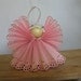 Angel Christmas Tree Ornament Pink Paper Lace Ribbon Angel Christmas Ornament
